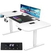 JUMMICO In hoogte verstelbaar bureau wit 160 x 75 cm L-vormig bureau in hoogte verstelbaar ...