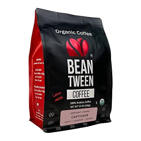 Beantween Coffee: Premium Organic DARK ROAST Ground (12oz) of 100% Arabica Coffee – Low Acid, MOLD-FREE, Certified Organic, Kosher, Single Origin, Woman-owned Cover
