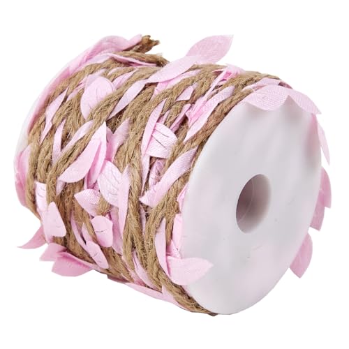 Cordel de yute con hojas, cuerda de cáñamo de hojas de 10 m, cinta de hojas de arpillera con guirnalda de hojas artificiales de cáñamo, cuerda de hojas de bricolaje, decoración de jardín, boda, fiesta