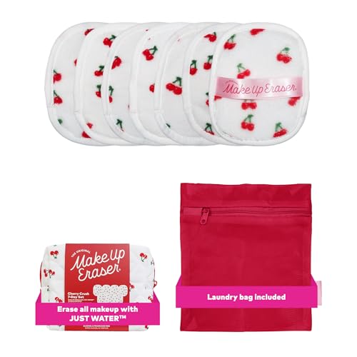 Toallitas desmaquillantes Makeup Eraser Cherry Crush 7-Day Set juego de 7 días, borra todo el maquillaje con solo agua, incluyendo rímel impermeable, delineador de ojos, base, lápiz labial, protector