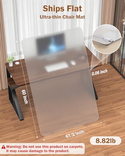 Image of Blvornl 2 Pack Frosted Clear Chair Mat for Hardwood Floor, 47.2 inch*60 inch Hard Material Office Chair Mat, Memory Plastic Computer Chair Pad for Rolling Chairs, Desk Floor Rug for Office and Home