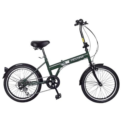 MOVONA ノーパンク 折りたたみ自転車 20インチ Dark Green(ダークグリーン)ワイドタイヤ SHIMANO6段変速 空気入れ不要 パンクしない