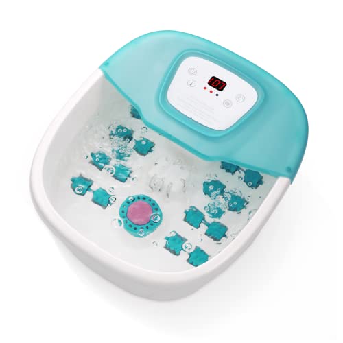 Fußbad Massagegerät Fussbadewanne mit Automatischer Massage und Heizung Fussbad mit Motorisierte 16 Shiatsu-Massagerollen Pediküre-Peelingstein Hellgrün Cover