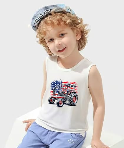 Boys Girls 4th of July Tank Tops Kids American Flag Patriotic Independence Day Shirts Sleeveless Cotton Tops 3-10T2