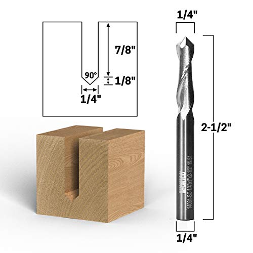 Image of YONICO Upcut Router Bits Spiral 2 Flute Solid Carbide CNC End Mill 1 /4-Inch Dia. V-Point 1 /4-Inch Shank 14091-SC