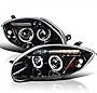SPEC-D TUNING LED Dual Halo Jet Black Projector Headlights Compatible with 2006-2008 Mitsubishi Eclipse, 2009-2011 Mitsubishi Eclipse, Left + Right Pair Headlamps Assembly