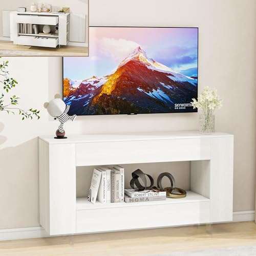 Vavkorkula TV Stand for 55 Inch with 2 Large Drawers