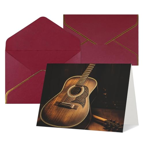 Cartes de vœux avec enveloppes motif guitare cadeau idéal toutes occasions