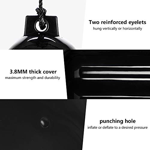 Vingli 4-Pack Ribbed Boat Fender, 8.5 X 27 Inch, With Ropes & Inflator, For 20-30 Ft. Boat, Small Sailboat, Ski Boat Etc.… (Black, 8.5 X 27 In.) #TOP2
