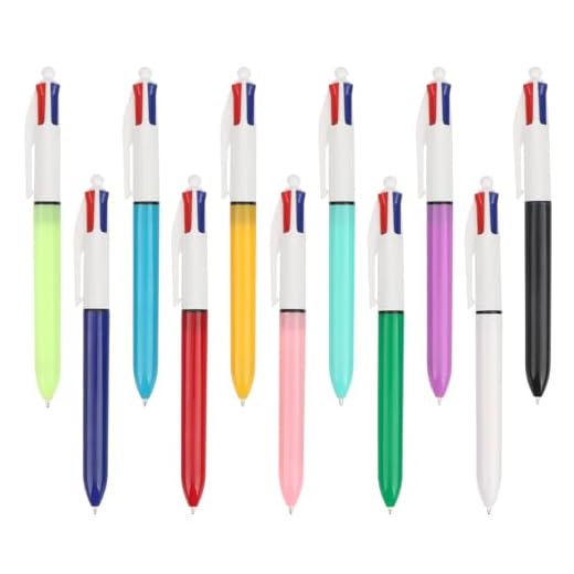 OWill Lot de 11 stylos à bille rétractables 4 en 1 de 4 couleurs - Stylos à bille multicolores - 1 mm - Pour bureau, école, étudiants, enfant