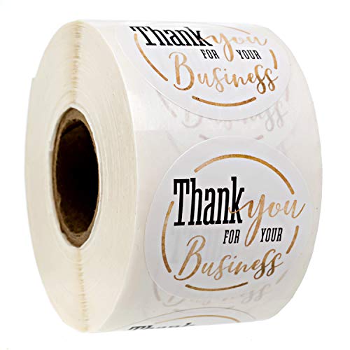 Classic Black and Faux Gold Thank You for Your Business Stickers / 500 Small Business Appreciation Labels / 1.5