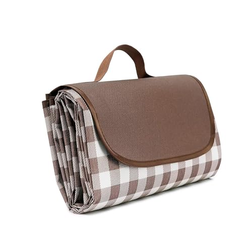 Picnic Blanket Outdoor, Large Beach Blanket Waterproof Sandproof, 70" x 59" Foldable Washable Picnic Mat for Adults and Kids, Park Mat for Summer Beach,Camping, Travel (Picnic Mat Brown) (B0CWD9RH74) Amazon Price History, Amazon Price Tracker