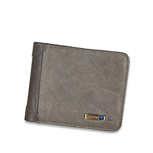 Preisvergleich Produktbild Aabbcdf Anti-Diebstahl-Brieftasche, Smart-Tracker, Bluetooth-Brieftasche, wiederaufladbar, Material ist oberste Schicht Leder, verschleißfest, kratzfest, langlebig, grau.