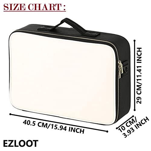 Image of Travel Makeup Case, Professional Cosmetic Train Cases Artist Storage Bag Make Up Tool Boxes Brushes Bags with Compartments Vanity Organizer (16 INCH(1 Layer), Black & White)