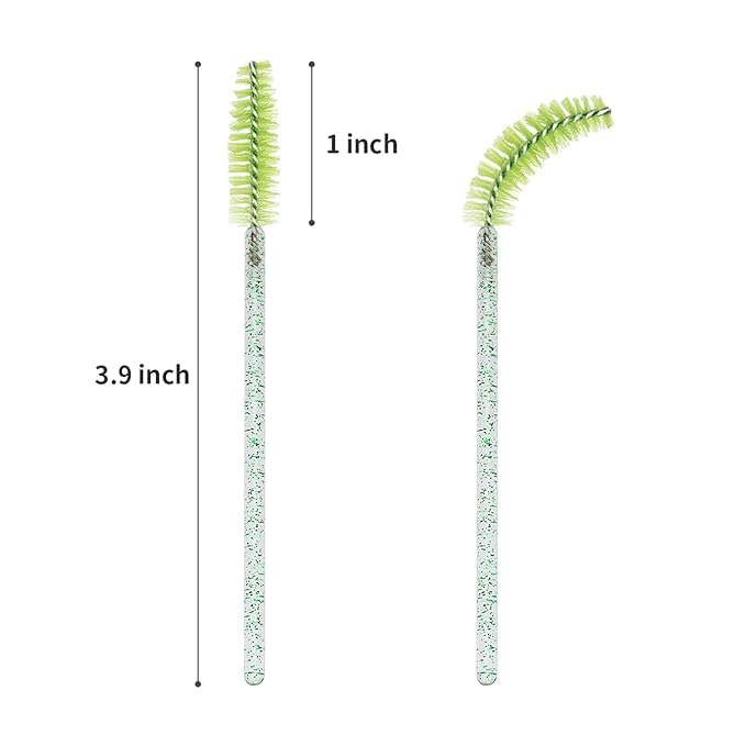 100PCS Disposable Eyelash Brush, Mascara Wands Makeup Brushes Applicators Kits for Eyelash Extensions and Eyebrow Brush with Container (Green)