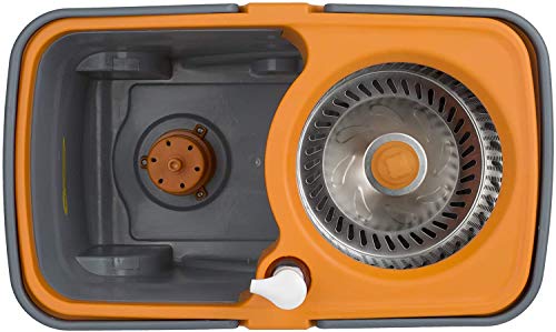 Casabella Spin Cycle Wet Mop And Bucket, Floor Cleaner With 5 Microfiber Heads, 4, Graphite/Orange #TOP1