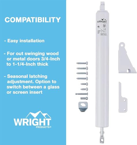 Wright Products Standard Duty Pneumatic Screen & Storm Door Closer – Adjustable Closing Speed, Quiet Operation, Easy Installation (Transitional, White) by Wright Products - Image 4