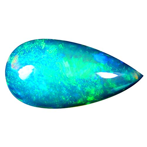 Opale arc-en-ciel naturelle 3.15 ct au jeu de couleurs poire cabochon intense