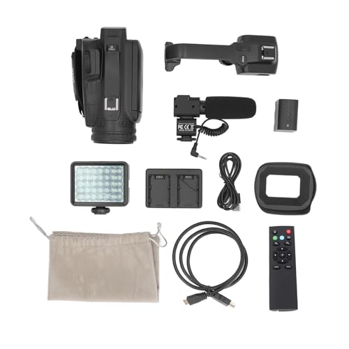 Videocamera 4K, Videocamera per con Visione Notturna Wi-Fi, Zoom Digitale 64MP 18x, Fotocamera per Vlog con Touch Screen da 4 Pollici con Microfono, Luce di Riempimento