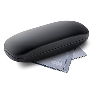 FEFI Etui à lunettes softtouch noir – Hardcase – y compris chiffon de nettoyage de lunettes de haute qualité