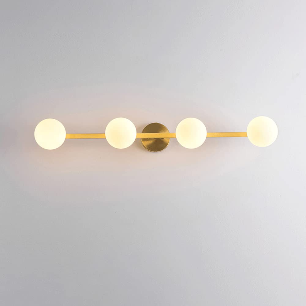 Lampade da Bagno Moderne, Lampade da Bagno G9 con Finitura Oro E Globo in Vetro Satinato, Lampade da Bagno in Rame per Soggiorno, Camera da Letto, Oro A 3 Luci, Oro A 4 Luci