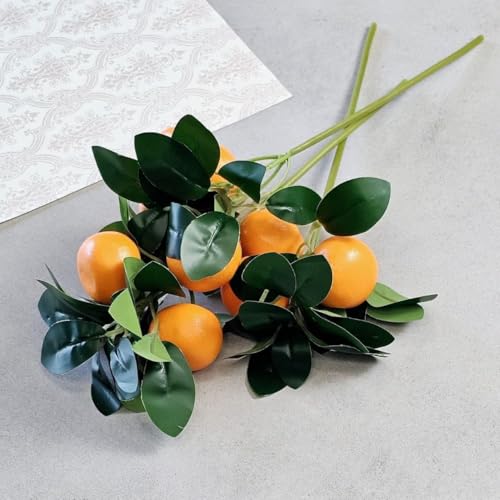 Image of SATYAM KRAFT 6 Pcs Artificial Flower Orange Plant Stick, Elevate Your Decor with Orange Branches Lifelike Tree Plants for Vase Display in Home, Garden, Office, Living Room