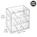 mDesign Plastic Kitchen Storage Box with 3 Drawers - Storage Box for Tea Bags, Herbal Tea, Infusion, Coffee Pod, Sugar and More - Tea Box - Transparent