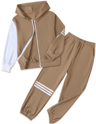 kadoubiyoo Boys Outfits Fall Winter Pants Sets Fashion Activewear Full Zip Hooded Sweatshirt and Long Pants 2PCS Boys Size 10 Clothes