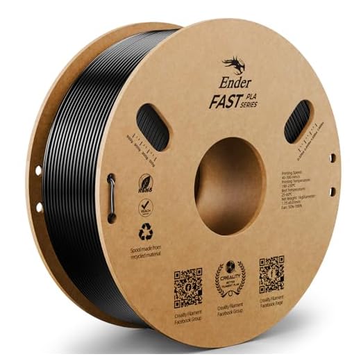 CREALITY Ender Fast PLA Filament 1.75mm, High Speed Black PLA 3D Printer Filament, 1kg (2.2lb) Neatly Wound Cardboard Spool, Dimensional Accuracy +/- 0.03mm, Fit for Most Rapid FDM 3D Printers(Black)