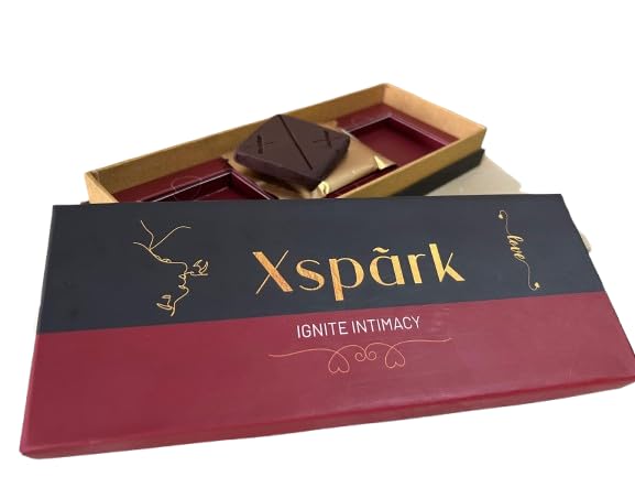 Xspark Dark Chocolate for Men & Women 75g (25g per square) | Premium Chocolate Box for Gift | Stamina Enhancing and Sensual Mood Uplifting Dark Chocolate Squares | Couple gift box