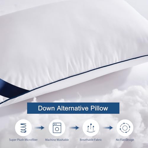 Pillows Standard Size Set of 4,Soft Microfiber Standard Pillows with Hollow Fiber,Hotel Quailty Bed Pillows for Sleeping 4 Pack for Back,Stoamch Sleeper