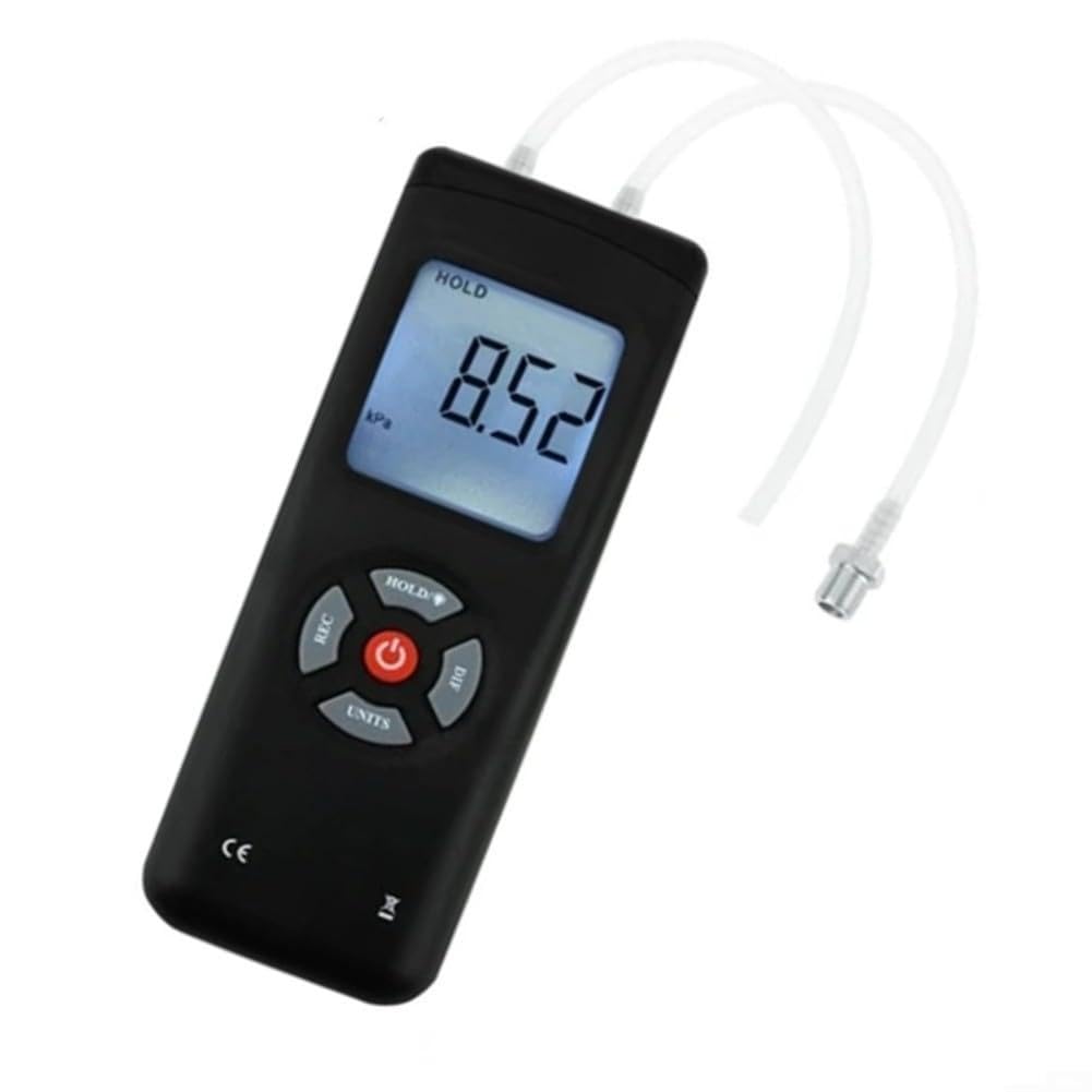 Misuratore di pressione del gas a vuoto portatile con display digitale con funzione di retroilluminazione per ventilazione aria condizionata e diagnostica del sistema a gas, nero