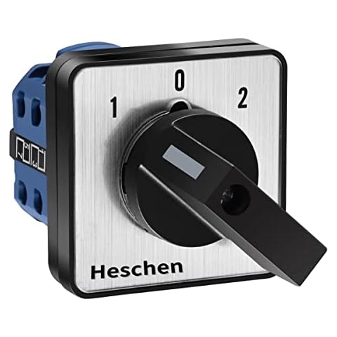 Heschen Universal Rotary Cam Selector Changeover Switch SZW26-20/D202.2 660V 20A ON-OFF-ON 3 Position 2 Phase 8 Terminals CE Cover