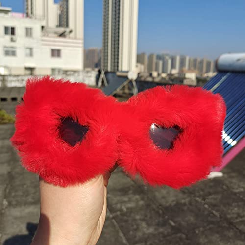 Trendy Cat Eye Christmas Sunglasses Women Punk Soft Fur Velvet Sun Glasses Ladies Uv400 Shades Handmade Halloween Eyewear (Red) #TOP4