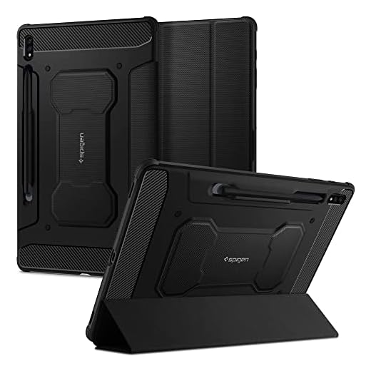 Spigen Rugged Armor Pro designad för Galaxy Tab S7 Plus Fodral med S-pennhållare (2020) - Svart
