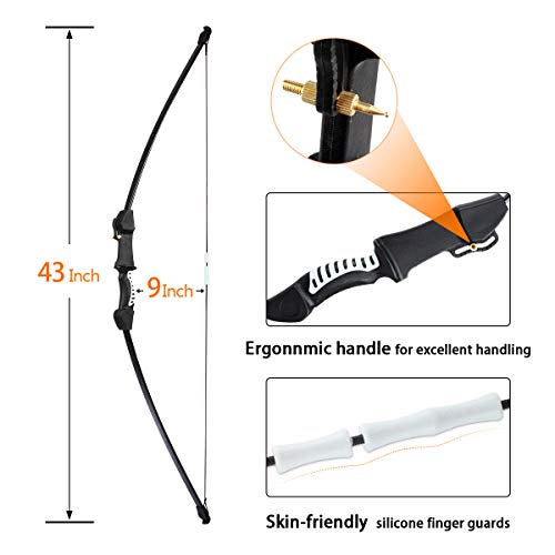 Rtemis 45\" Recurve Bow and Arrows Set Longbow Kit wih Bow Sight–Archery Kit for Adult Beginners Youth Teen Boy Gifts Outdoor Sports Game Hunting Toy