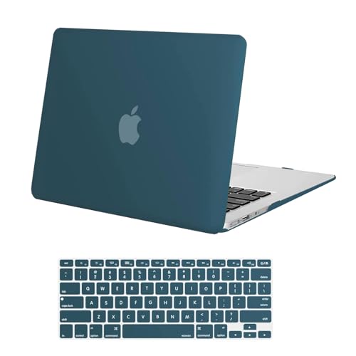 MOSISO Compatible with MacBook Air 13 inch Case Old Version 2010-2017 Release (Models: A1466 & A1369), Plastic Hard Shell Case & Keyboard Cover Skin, Deep Teal
