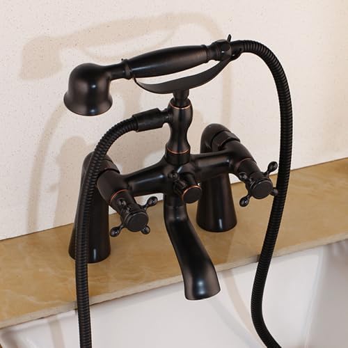 Mélangeur de bain noir antique 2 trous pour une salle de bain rétro élégante LWX