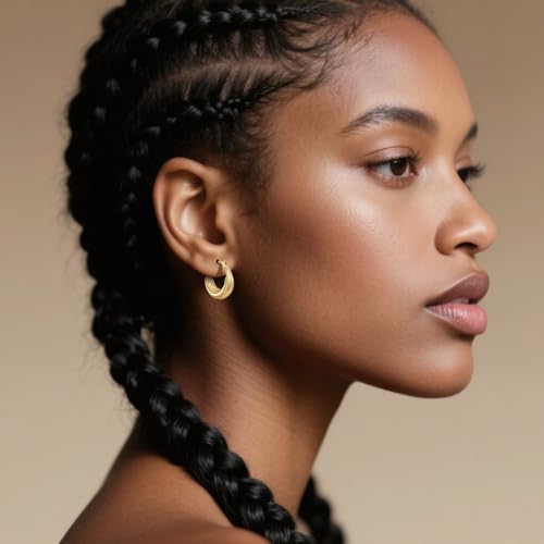 14K Gold Hoop Earrings for Women Rotating Small Ball Gold Hoop Earrings Chunky Hoops Dainty Hypoallergenic Earring 22MM3