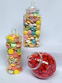 3 Retro Empty Large Plastic Sweet Jars for Pick & Mix, Victorian Sweet Shop, Candy Buffet Kit, Party Pack