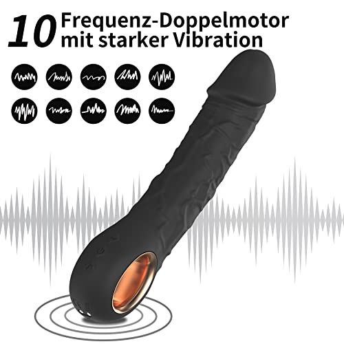 Dildo Vibrator für Sie Klitoris Leise, Vibration für Frauen Sex Spielzeug für die Frau Extrem mit 10 Vibrationsmodi und Stärksten Modus, Vibratorstarb Diloschwanz für Frauen Männer Paare 22cm – Bild 3