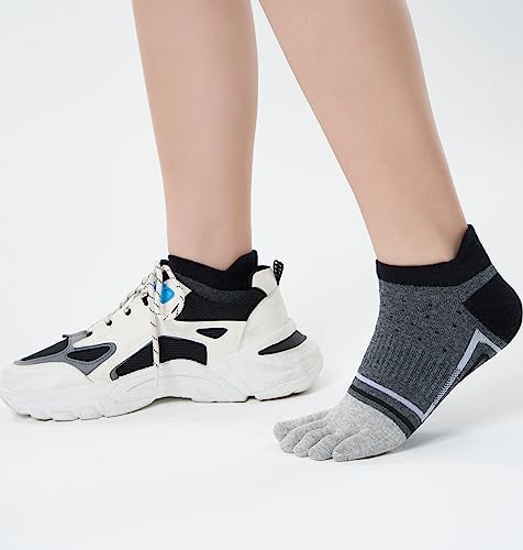 Image of Men Toe Socks No Show Low Cut Athletic Wicking Cotton 5 Finger Split Toe 6 Pack