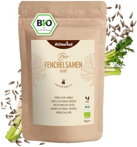 Fenchelsamen ganz Bio 500g | Fenchel Samen in Bio-Qualität | Fencheltee | milder, süßlicher Geschmack | ideal zur Zubereitung von Nudelgerichten, Aufläufen & wärmenden Tees | vom Achterhof