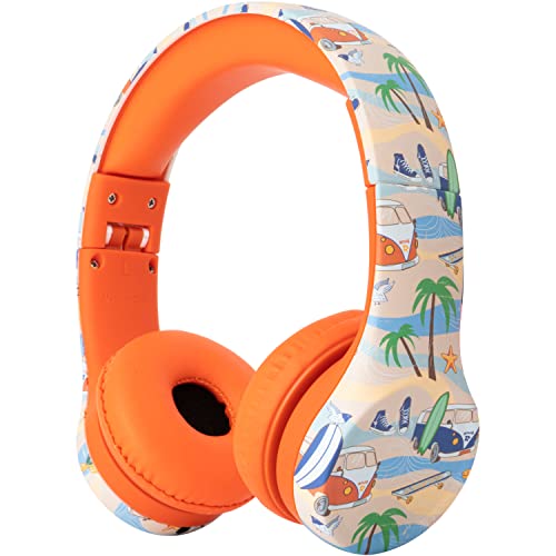 Snug Play+ - Auriculares para niños con limitación de volumen y puerto para compartir audio, Beach