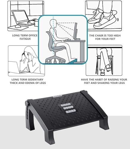 CBEX Foot Rest for Under Desk at Work,Under Desk Footrest with Massage Surface Ergonomic Adjustable Foot Stool 6 Height Position with Firm Non-Slip Legs for Home Office to Back Hip Pain Relief (ADJUSTABLE) CB-01 CBEX Foot Rest for Under Desk at Work,Under Desk Footrest with Massage Surface Ergonomic Adjustable Foot Stool 6 Height Position with Firm Non-Slip Legs for Home Office to Back Hip Pain Relief (ADJUSTABLE) CB-01