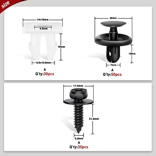 Image of Nilight 101Pcs Engine Under Cover Push-Type Retainer for Lexus &Toyota Clips 90467-07201 Front Bumper Nut Grommet Avalon & Camry 90189-06193 Liner Screw Bolt 90159-60477 with Fastener Remover