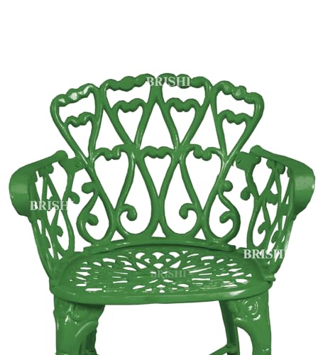 Image of BRISHI Cast Aluminium Garden Patio Seating Chair and Table Set for Balcony Outdoor Furniture with 1 Table and 2 Chair Set (Green)