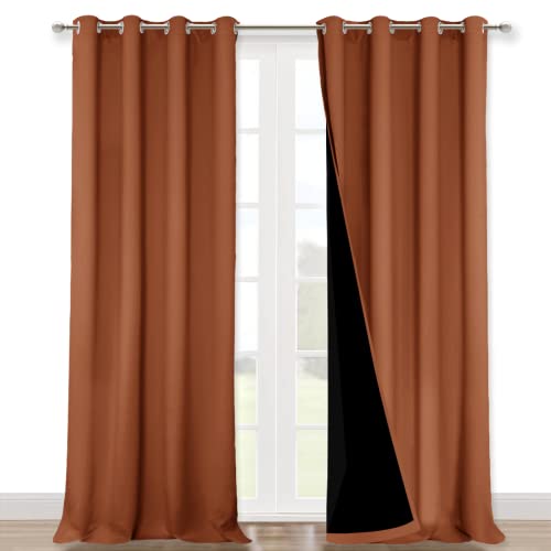 Image of NICETOWN 100% Blackout Blinds, Set of 2, 46 inch x 102 inch, Burnt Orange, Laundry Room Decor Window Treatment Curtains for Large Patio Sliding Door, Thermal Insulated Curtains for Bedroom