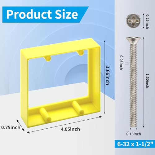 3/4” Double Gang Receptacle Outlet Box Extender,Yellow Electrical Junction Box Extender for Electrical Outlet Switches,A Great Helper for Outlet Box Adjustments,3Pack