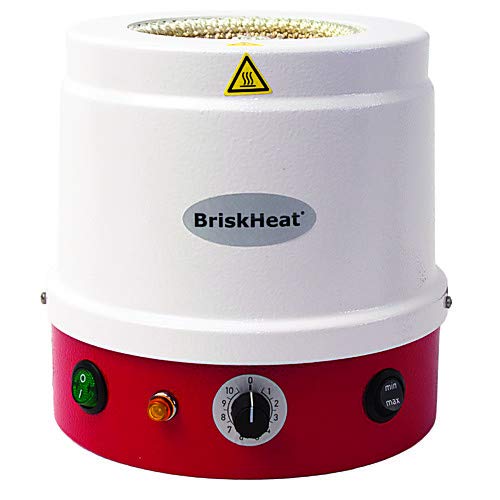 BriskHeat HM1000MC2, Metal-Housed Heating Mantle with Built-in Time Percentage Control for Round Bottom Flask, 1000mL Capacity, 240V, 325W